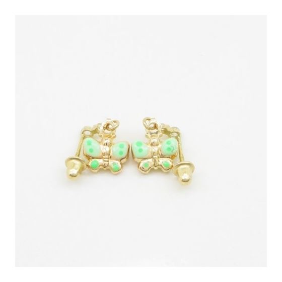 14K Yellow gold Butterfly cz chandelier earrings for Children/Kids web387 4