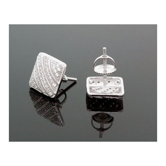 Sterling Silver Unisex Fashion Square Hand Set Stud Earrings ME0227b 2