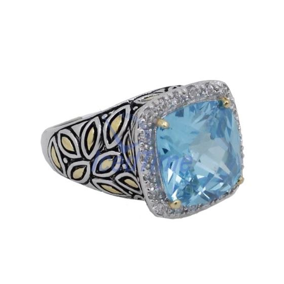 "Ladies .925 Italian Sterling Silver Baby blue synthetic gemstone ring SAR34 6