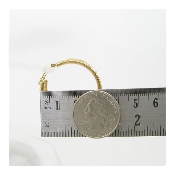 10k Yellow Gold earrings Diamond cut hoop AGBE6 4