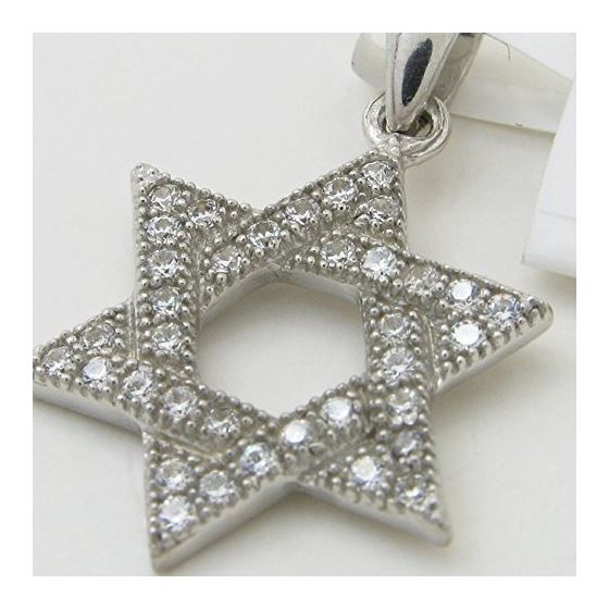 Womens White star of david cz pendant Silver32 2