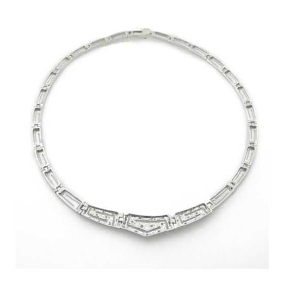 Ladies .925 Italian Sterling Silver fancy vintage cz necklace 2 Diameter - 5.25 inches Width - 12mm 