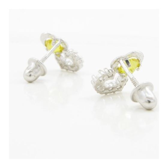 14K White gold Dual heart cz stud earrings for Children/Kids web288 4