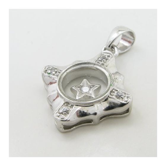 Women silver star cz pendant SB13 22mm tall and 17mm wide 2