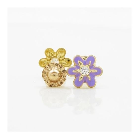 14K Yellow gold Flower cz stud earrings for Children/Kids web18 2