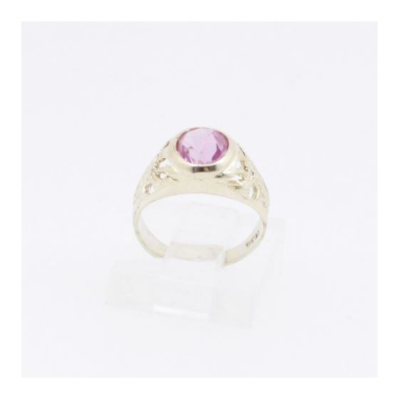 10k Yellow Gold Syntetic red gemstone ring ajr25 Size: 2 2