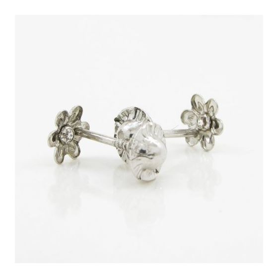 14K White gold Fancy flower cz stud earrings for Children/Kids web183 4