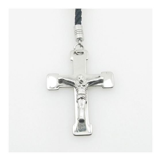 "Stainless Steel Rosary Necklace with Cross R142 ball 8 mm