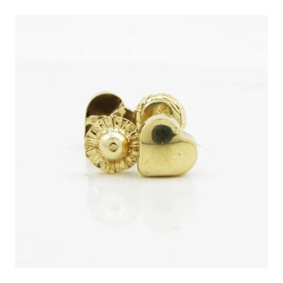 14K Yellow gold Plain heart stud earrings for Children/Kids web207 2
