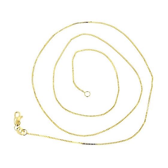 10K YELLOW Gold SOLID BOX CHAIN Chain - 22 Inches Long 0.8MM Wide with Lobster Clasp 2
