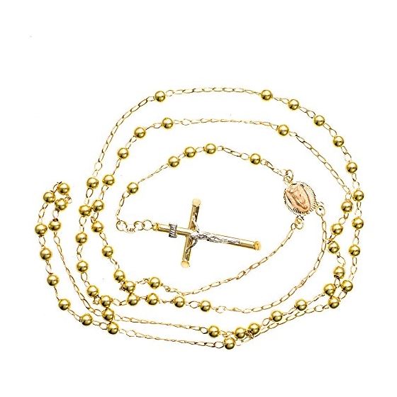 14K YELLOW Gold HOLLOW ROSARY Chain - 28 Inches Long 4.01MM Wide 2