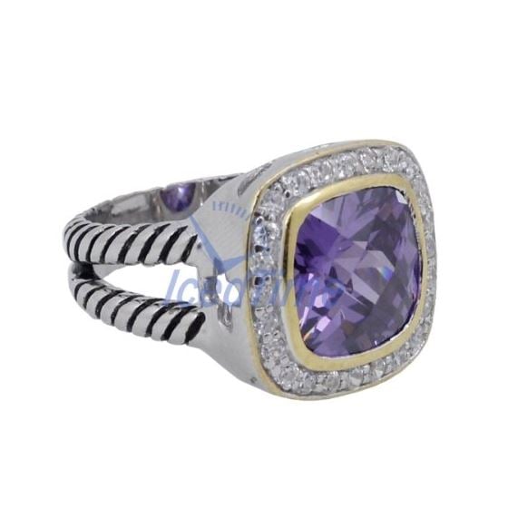 "Ladies .925 Italian Sterling Silver Purple Violet synthetic gemstone ring SAR54 6