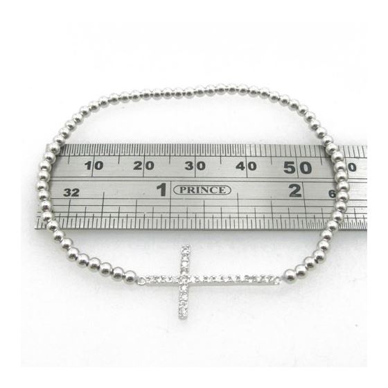 Ladies .925 Italian Sterling Silver white cross ball bracelet Diameter - 2.36 inches 4