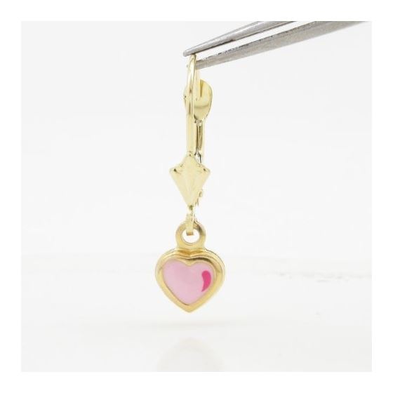 14K Yellow gold Heart chandelier earrings for Children/Kids web462 2