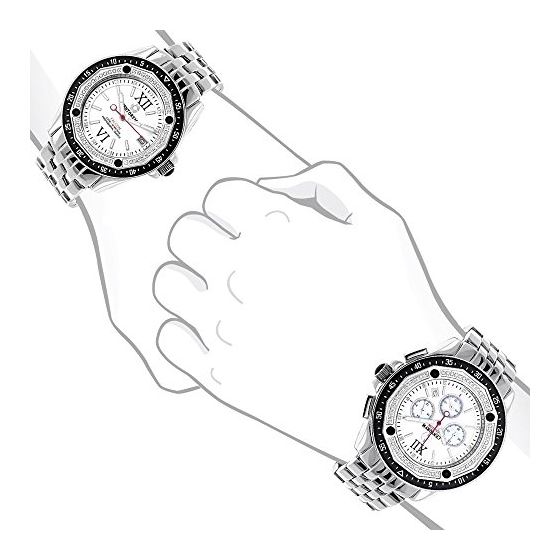 Centorum Matching His and Hers Genuine Diamond Watch Set 1ct Chronograph 4
