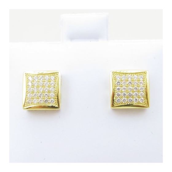 Mens .925 sterling silver Yellow 5 row square earring MLCZ172 3mm thick and 8mm wide Size 2