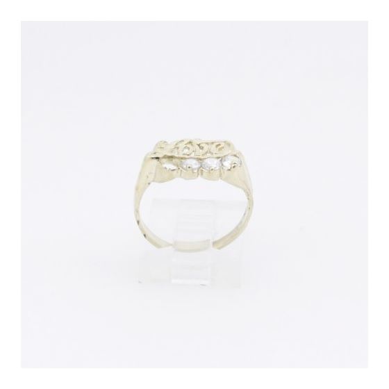 10k Yellow Gold Syntetic white love gemstone ring ajjr61 Size: 7 2