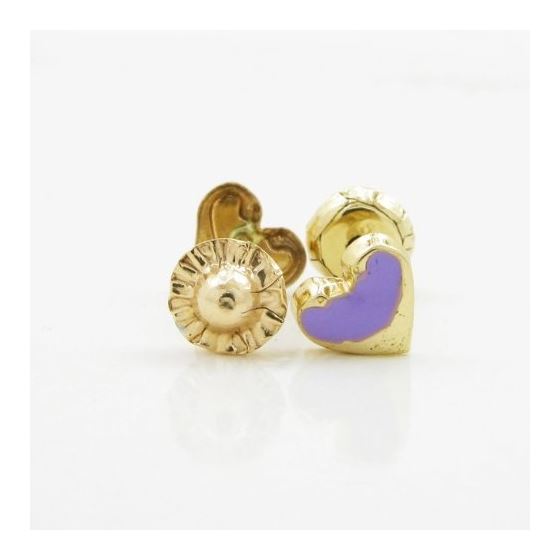14K Yellow gold Heart stud earrings for Children/Kids web108 2
