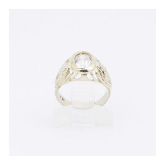 10k Yellow Gold Syntetic white gemstone ring ajjr43 Size: 2.25 2