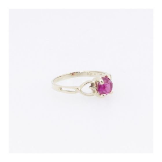 10k Yellow Gold Syntetic red gemstone ring ajr4 Size: 3 4