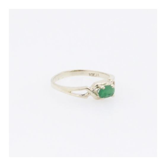 10k Yellow Gold Syntetic green gemstone ring ajjr77 Size: 2.5 4