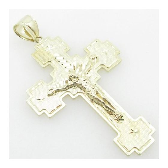 Mens 10K Solid Yellow Gold big jesus cross Length - 2.64 inches Width - 1.54 inches 2