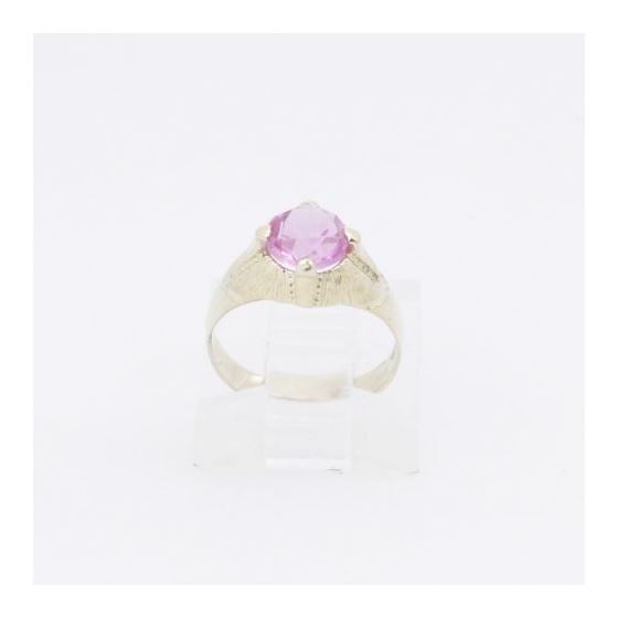 10k Yellow Gold Syntetic pink gemstone ring ajjr80 Size: 2 2