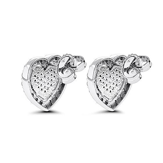 Platinum Natural Diamond Shiny Heart Earrings St-2