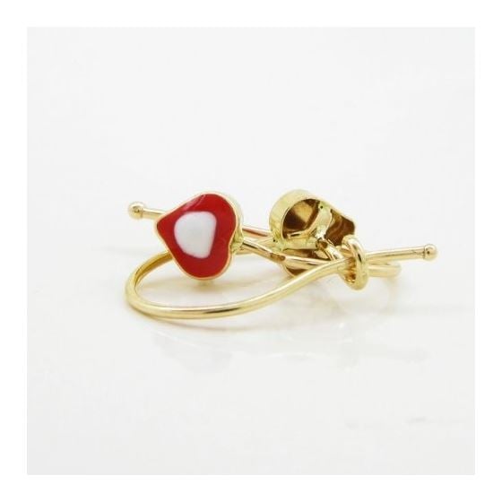 14K Yellow gold Simple heart hoop earrings for Children/Kids web63 4