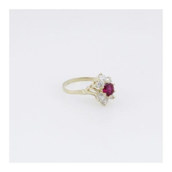 10k Yellow Gold Syntetic red gemstone ring ajr62 Size: 7.5 4