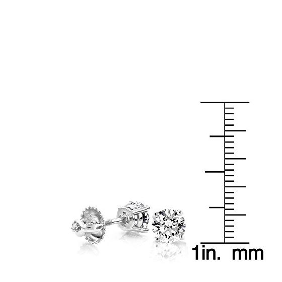 Ladies Round Cut Natural Diamond Platinum Stud E-4