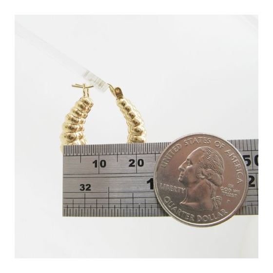 10k Yellow Gold earrings Fancy puff bamboo gold earrings AGBE58 4