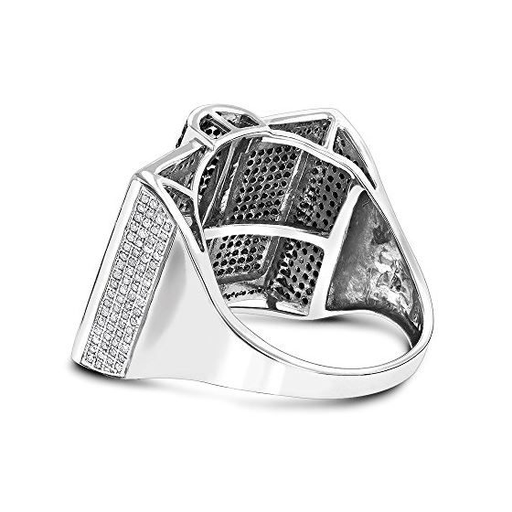 "White and Black Diamond Ring for Men Sterling Silver by LUXURMAN (1 Ct