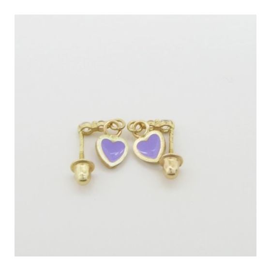 14K Yellow gold Thin heart cz chandelier earrings for Children/Kids web509 4