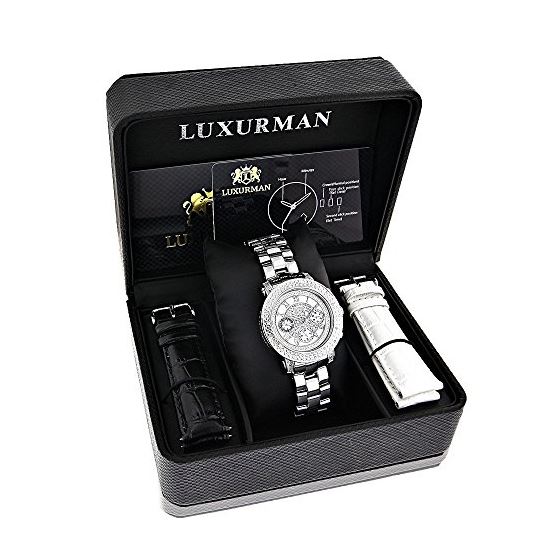 Ladies Luxurious Diamond Watch 0.30 ct Luxurman White MOP Three Subdials 4