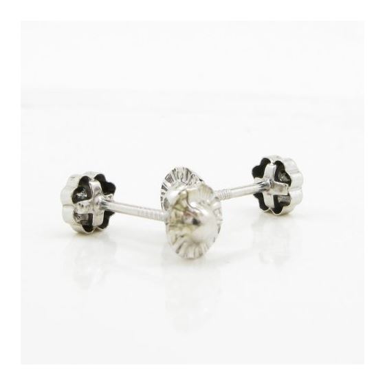 14K White gold Flower cz stud earrings for Children/Kids web202 4