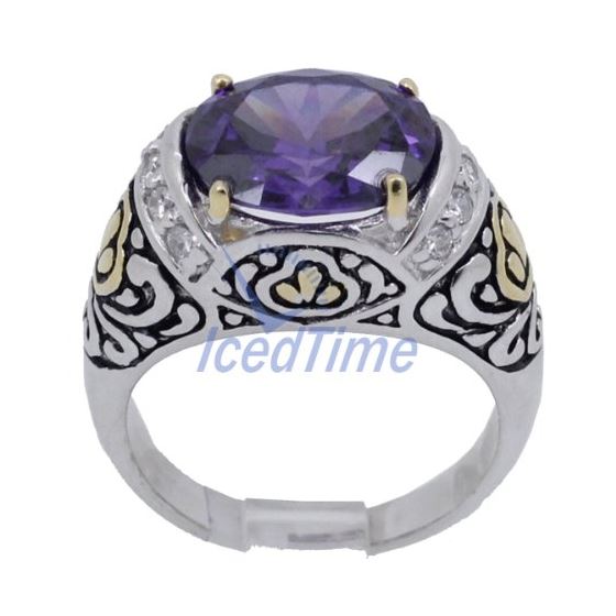 "Ladies .925 Italian Sterling Silver Purple Violet synthetic gemstone ring SAR6 6