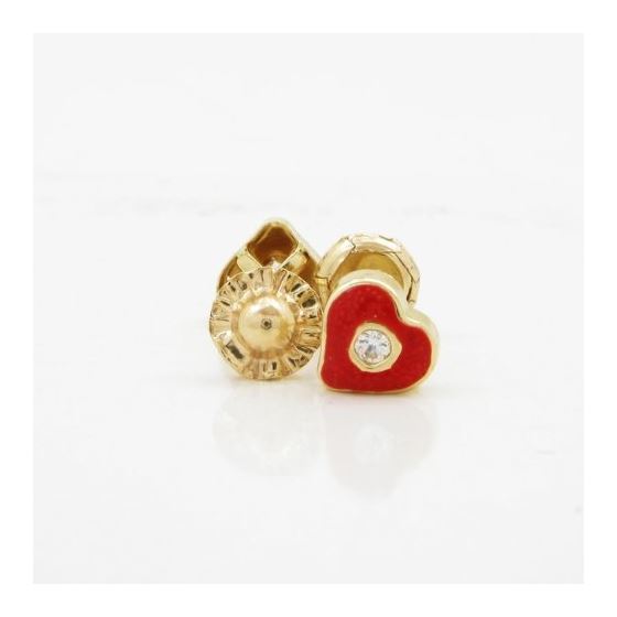 14K Yellow gold Heart cz stud earrings for Children/Kids web135 2