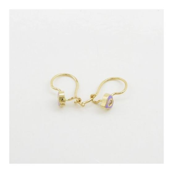 14K Yellow gold Heart cz hoop earrings for Children/Kids web70 2