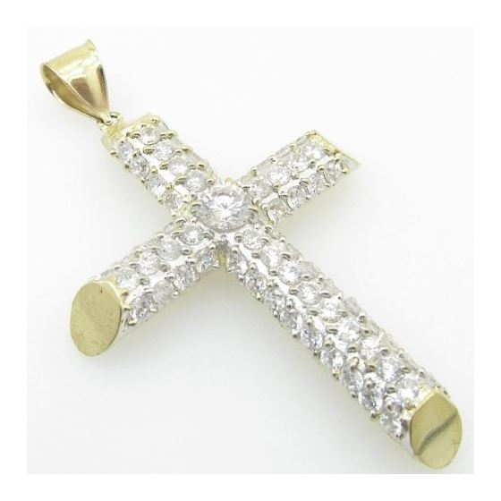 Mens 10K Solid Yellow Gold thick fully stoned cross Length - 3.27 inches Width - 1.97 inches 2