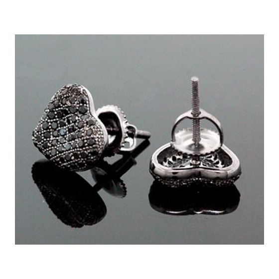 Sterling Silver Heart Shape Fashion Hand Set Stud Earrings ME0213d 2