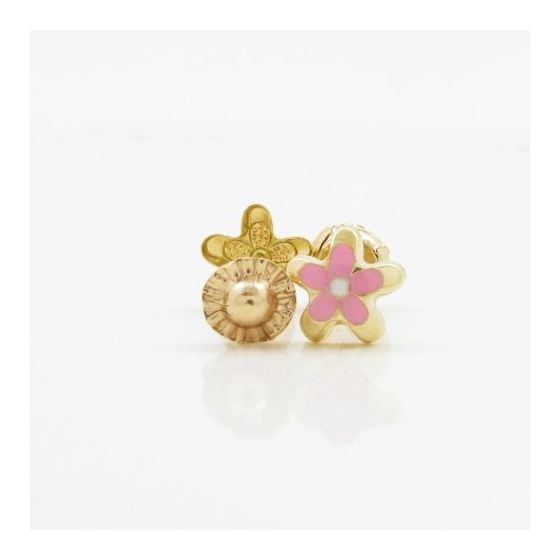 14K Yellow gold Flower stud earrings for Children/Kids web11 2