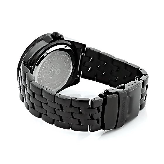 Black Mens Centorum Real Diamond Watch 0.5ct Midsize Falcon Leather Strap 2