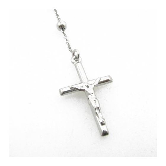 "Mens .925 Italian Sterling Silver white beaded rosary Length - 20 inches Width - 4mm (extender - 4.