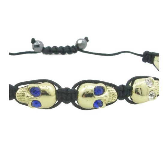 "Mens yellow skulls with multi color stones string bracelet Diameter - 3 inch
