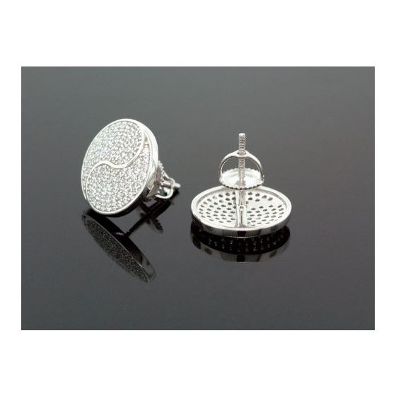 Sterling Silver Unisex Fashion Round Hand Set Stud Earrings ME0219d 2