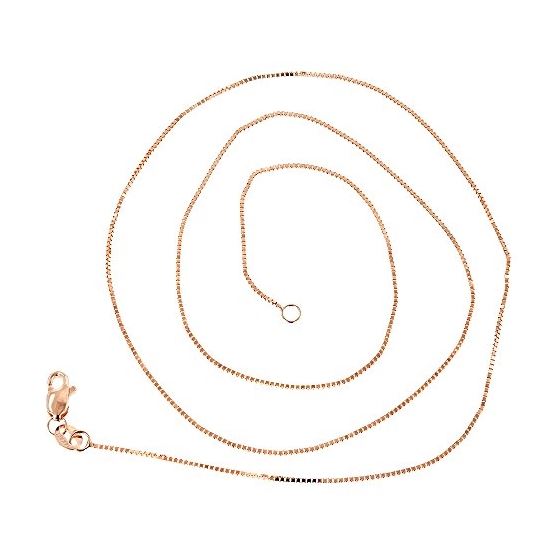 14K Rose Gold 0.8mm wide Shiny Classic Box Chain with Lobster Clasp 2