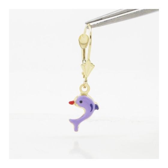 14K Yellow gold Dolphin chandelier earrings for Children/Kids web403 2