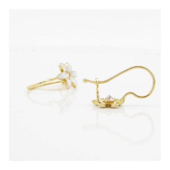 14K Yellow gold Flower cz hoop earrings for Children/Kids web42 4