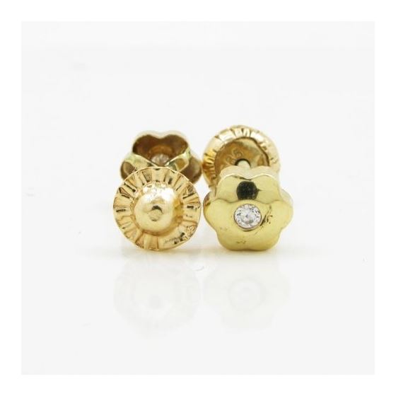 14K Yellow gold Flower cz stud earrings for Children/Kids web192 2